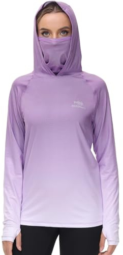 Bassdash FS23W Camisa con Capucha de Pesca UPF 50+ para Mujer con Máscara Facial y Orificios para el Pulgar