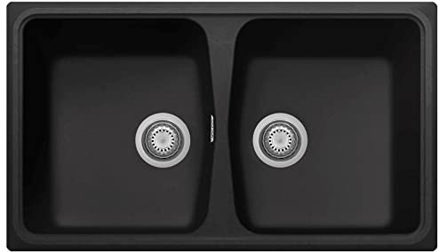 Lavello in composito da cucina incasso TELMA by Plados linea PACIFIC due vasche 86x50 - Nero Matt