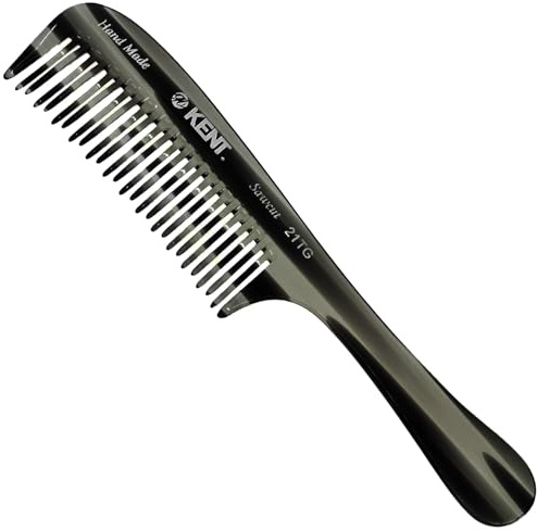 Kent 21T Black Graphite Large Detangling Comb, Wide Teeth for Thick Curly Wavy Hair. Long Hair Detangler Comb For Wet and Dry. Handmade of Quality Cellulose, Saw-Cut Hand Polished, Made in England