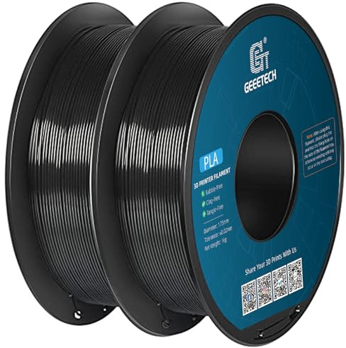 GEEETECH Filament PLA 1,75mm, für 3D Drucker PLA Filament 2 Spool, Schwarz&Schwarz 2kg