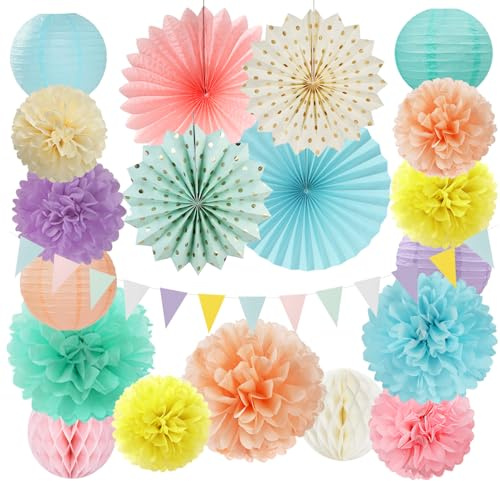 20 lanterne di carta arcobaleno pastello per aula compleanno Natale ghirlanda di fiori decorazione matrimonio Burgleda