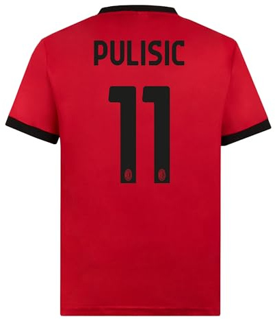 AC Milan Maglia Replica Stadio Rafa Leão 24 Home Offizielles Fußballtrikot 2023/24, Rot/Schwarz (Pulisic 11), M