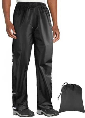 flintronic Pantalons Extérieurs Imperméables, Pantalons de Pluie Imperméables avec Poches Zippées, Pantalon de Pluie Imperméable et Respirant pour Homme