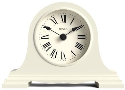 Jones Clocks® Speakeasy mantel clock | Classic Napoleon’s hat design | Pale Cream | Roman numerals | Traditional style for desk, table, shelf or bedside
