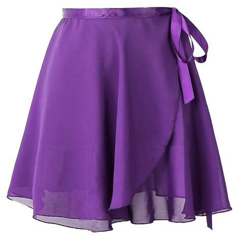 Baisdan Jupe Danse Classique en Mousseline de Soie Jupe Portefeuille de Ballet avec Ceinture Adjustable pour Femmes, Filles Violet