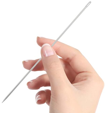 Andibro Aghi da cucito lunghi 6 pollici, aghi da cucito con grande occhiello professionale, facile da infilare, spessore 3 mm, per la casa, in pelle, per il fai da te