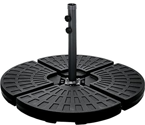 Crystals Set of 4 Cantilever Parasol Base Weights, Fillable with Sand or Water - Heavy Duty Plastic Outdoor Umbrella Stand Base, Square & Fan Shapes (Round Parasol Base)