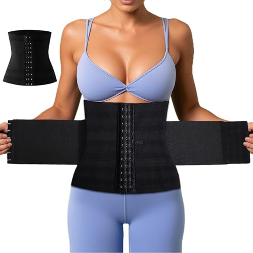 UZSUZZ Bauchweggürtel Gürtel Verstellbarer, Waist Trainer Bauchweggürtel Herren Damen, Taille Cincher Taillenmieder für Fitnesstraining, Figurformend Abnehmen Waisttrainer Taillenformer (Schwarz, L)