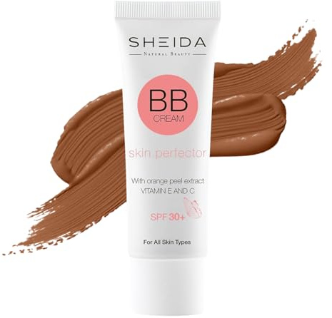 SHEIDA BB Creme, Getönte Tagescreme mit SPF 30+, 24h Feuchtigkeit und Hautoptimierer für einen ebenmäßigen Teint, angereichert mit Vitamin E & C (Dunkel, 50 ml)