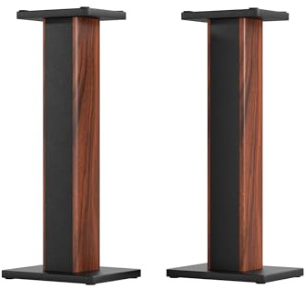70cm Speaker Stands, 1 Pair Rosewood Wood Grain Floor Stands for Surround Sound System, Home Theater, with Sand Filling and Sturdy Support Fits Bookshelf Speakers