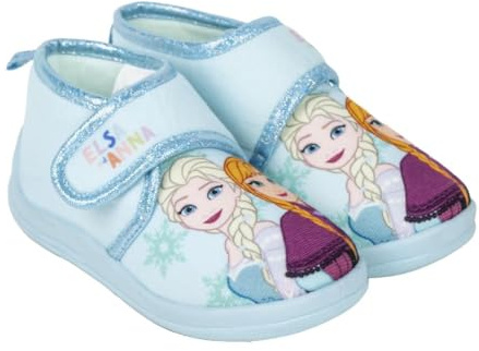 Disney Pantofole per bambini, Frozen Elsa, Minnie Mouse, Stitch, con velcro, suola comoda, per ragazze, Regina di ghiaccio, 25 EU