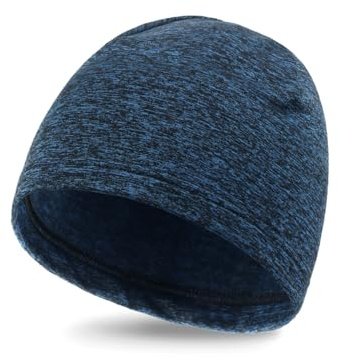 Zylioo XXL cykelmössa hatt för män kvinnor extra stor varm fleece skalle keps för stora huvuden vinter termisk hatt stretchig, marinblå, XXL