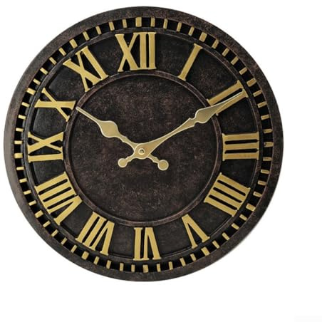 Reloj de pared resistente a la intemperie de 12 pulgadas para exteriores con mecanismo silencioso, construcción de resina que proporciona durabilidad para decoración de pared de jardín y sala de estar