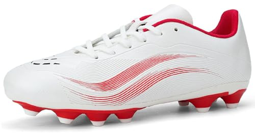 GOGOUP Scarpe da Calcio Uomo Competizioni Scarpe da Allenamento Teenager Professionali Scarpe da Calcetto Sportivo All'aperto Bianco Rosso EU40