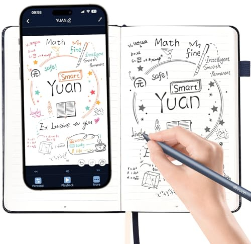 Yuan Cuaderno Digital & Bolígrafo Inteligente, admite Sync. y Partage en Tiempo Real, Escritura Inteligente para Notas y Bocetos, Compatible con Android/iOS, Perfecto para Regalar