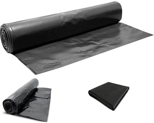 Heavy Duty Polythene Sheeting Roll 1000 Gauge (250 Micron) – 4m Wide (Lengths 1m to 25m) | Waterproof Plastic Sheeting for Building, DIY, Ground Cover & Damp Proofing - Black (2m x 4m)