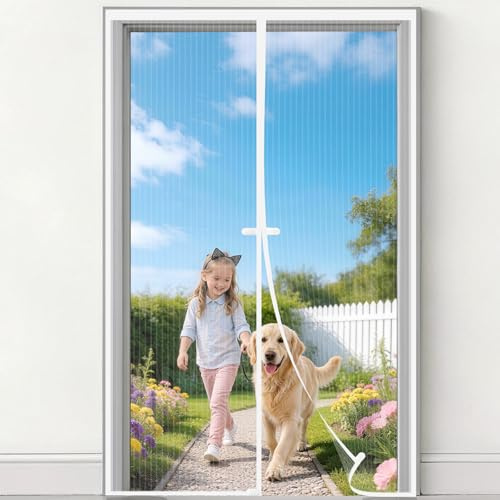 Zanzariera Magnetica 100x175 cm, Zanzariera Porta Finestra Tenda Bianco, Zanzariere Magnetiche Balcone, Anti Zanzare Insetti, Chiusura Magnetica Automatica, Protezione completa per vita domestica