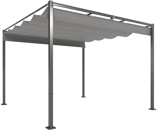 Pergola Outsunny ca. 3x3 m Gazebo da giardino con pad magnetico Copertura per terrazza in metallo, gazebo da giardino con tetto regolabile, indipendente, protezione UV 30+, per terrazza e giardino,