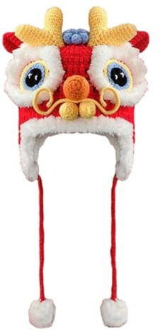 Zxpjkyu Chinesische Drachenmütze, Warme Wintermütze, Kostümmütze, Foto Requisite, Tiermütze für Kostümpartys Und Feste, Erwachsene