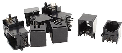 sourcing map 10pcs Adapter RJ11 6P6C Modularstecker Buchse PCB Sockelmontage Telefon Anschlüs Kupplung Schwarz