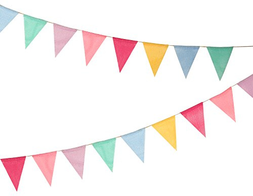 Hicarer 12 Multicolor Pennant Banner Flags Burlap Bunting String