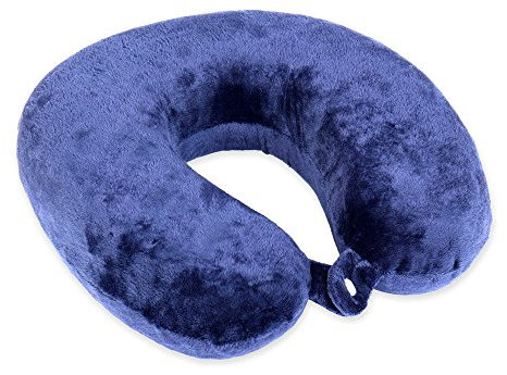 Schramm Rocco e.K. Nackenkissen praktischem Druckknopf 3 Farben Reisekissen Nackenhörnchen orthopädisches Nackenstützkissen Memory-Schaum Travel Neck Pillow, Farbe:dunkelblau