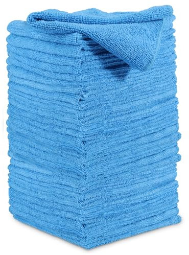 MASTERTOP Mikrofaser-Reinigungstücher, 36 Stück Multifunktional Mikrofasertücher Geschirrtücher Set, Weich Blau Lappen Putztücher für Autos, Küchen, Spiegel, Bäder (36,5 * 36,5 cm)