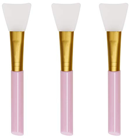 Mini Skater 3Pcs Silicone Face Mask Brushes Soft Silicone Facial Mask Applicator Beauty Tool for Mud Clay Charcoal DIY Mixed Mask,Pink
