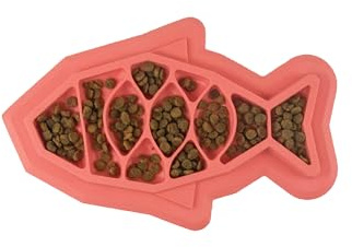 Catstages Fishie Fun Feed Mat Slow Feeder Cat Bowl, Pink