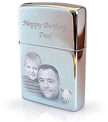 Mechero Personalizado con Texto y Dibujo - Encendedor Gasolina Personalizado con Foto - Grabado con Texto o Dibujo Cumpleaños, Aniversario, Dia del Padre