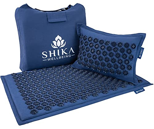 Shika Wellbeing Acupressure Mat & Pillow Set with Bag | Deep Relaxation Acupuncture Body Mat | Intermediate Level Spikes | Pressure Therapy for Stress & Pain Relief, Releases Tension and Better Sleep