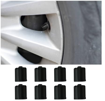 JNNJ 8 Pièces Bouchons Tiges Valves Pneus Voiture, Capuchons De Valve en Plastique pour Pneus, Cache-Poussière De Tige Pneu en Plastique avec Anneau D'étanchéité pour Moto Camion Vélo(Noir)