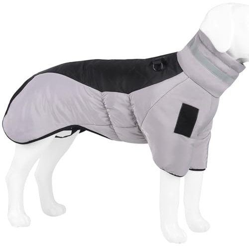 Hunderegenmantel – Wasserdichter Hundemantel (Grau+schwarz, 2XL)