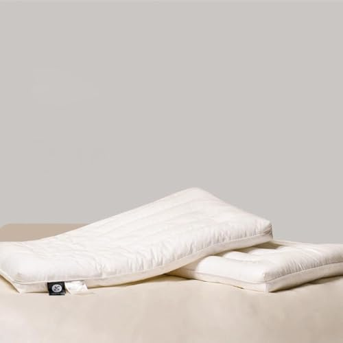 Almohada suave de algodón para dormir, almohada de apoyo cervical ultra fina y baja