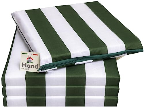 HAND - Cuscini per Sedie 40x40 cm, Sfoderabili con Imbottitura Morbida, Cuscini Decorativi per Cucina, Sala da Pranzo e Soggiorno - Design Made in Italy (Verde Rigato, Set da 4)