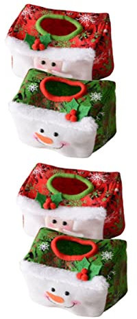 Ciieeo 4 Pièces Boîte à mouchoirs de Noël décorations pour la Maison Housse de Protection en Papier Articles de Noel Article de Noel Box Noel en Tissu décoratif Conteneur de mouchoirs