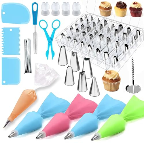 Juego de mangas pasteleras y puntas para glaseado, kit de decoración de pasteles con 24 puntas numeradas, bolsas de pastelería para decoración de pasteles de galletas, cupcakes, juego de puntas de