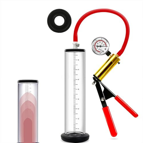Qiyasex Penispumpe Mit Scherengriff Und Manometer Vier GrößEn Penispumpe Potenzsteigerung PenisverläNgerung Erektion Impotenzhilfe PenisvergrößErung Vakuumpumpe Sex Spielzeug FüR Herren(22.9 Ø4.4cm)