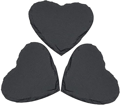 OKUMEYR Plato de Pizarra 3 Piezas 4 Pulgadas para Postres y Carnes Decorativo y Práctico para Reuniones y Fiestas