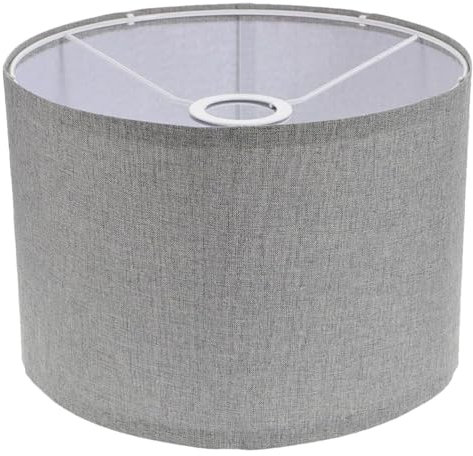 bangminda Zylindrischer Leinen-Lampenschirm Grau, E27, 30x30x20 cm, für Hängelampen, Tischlampen, Wandlampen, Nachttischlampen, Stehlampen