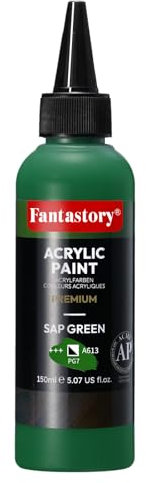 Fantastory Acrylfarben grün 150 ml, exzellente Deckkraft,präzises Malen,hohe Lichtechtheit,wasserfeste Acrylfarbe;für Leinwand,Holz,Keramik,Modelle,Stoff;Künstler, Profis,Anfänger