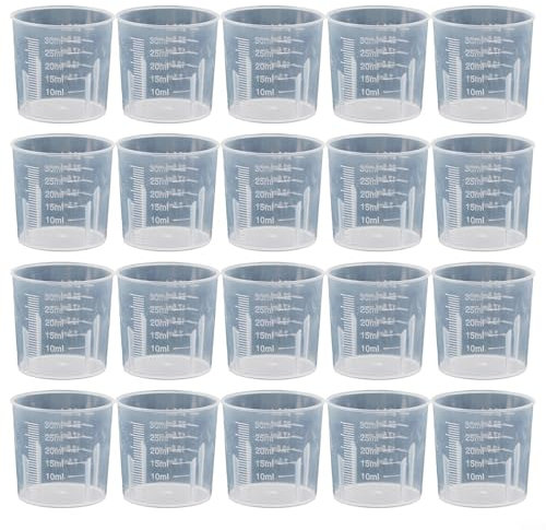 Set di 20 misurini trasparenti con doppia bilancia facile da leggere, per tutti gli scopi (30 ml)