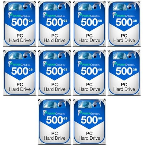 PAMA GROUP Paquete de 10 unidades de disco duro SATA mecánico de 500 GB, 3,5 pulgadas, para PC de sobremesa y sistemas de vigilancia CCTV (reacondicionado) (Pack de 10 unidades)