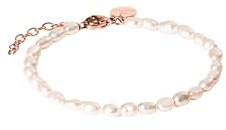 Purelei® Pearlfection - Bracciale con perle d'acqua dolce, in acciaio inox placcato oro 14 K, 18 K, 16 – 19 cm, elegante gioiello di perle, regolabile, Eine Grösse, Acciaio inossidabile, Agata
