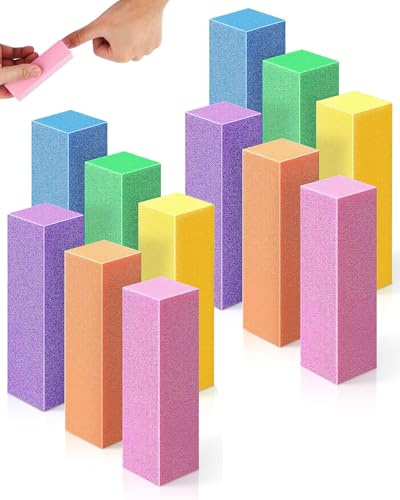 HUVZOR 12pcs bloques de almohadilla para lijar uñas Bloque Pulidor Nail Art Tips Tool, limas de uñas profesionales,lima de pulido profesional para lijar uñas de acrílico o gel natural, 6 colores