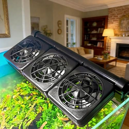 PORFOYO Ventola per acquario a 3 teste da 7,2 W, 5 velocità regolabili, silenziosa ventola per acquario, con timer, regolabile, per acqua salata e dolce