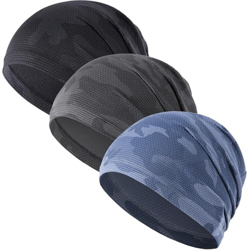 WTACTFUL 3-Pack Breathable Cooling Skull Cap for Men & Women Summer Beanie