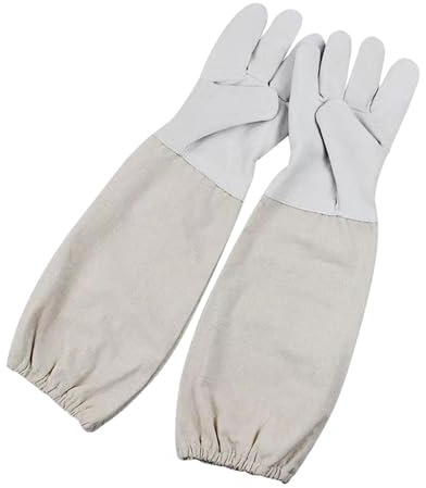 Nishiyuenyi Guantes para Apicultor Reutilizables de Piel Sintética con Protección Prolongada Elásticos Y Cómodos en Mangas Adecuados para Apicultores Profesionale, L