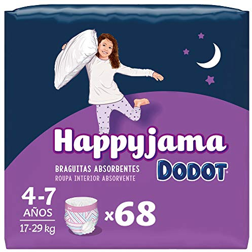 Dodot HappyJama Windeln für Mädchen, 4-7 Jahre (17-29 kg), 68 Stück, Windeln mit Anti-Fogschutz während der Nacht