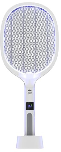 WBM SMART 2 in 1 Electric Bug Zapper, Mosquitoes Trap Lamp & Racket, USB Rechargeable Electric Fly Swatter for Home and Outdoor Powerful Grid 3-Layer Safety Mesh Safe to Touch